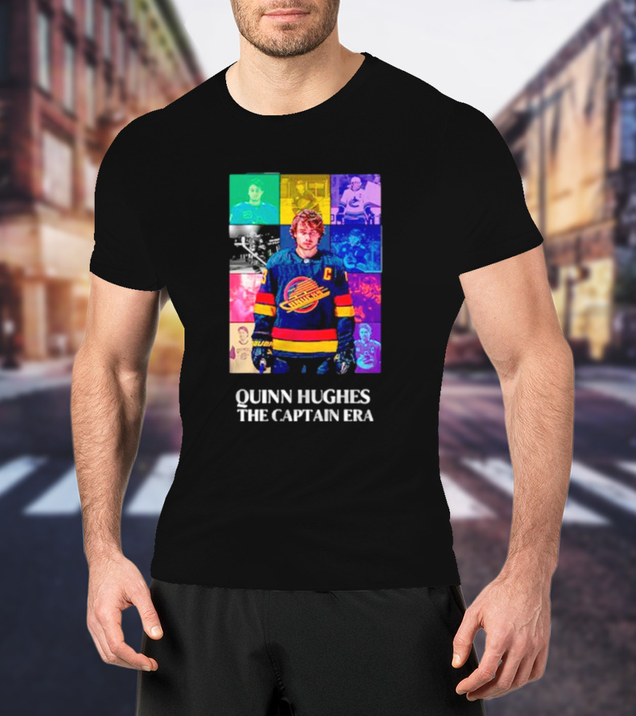 Quinn Hughes The Captain Era Multicolor Vancouver Hockey Legend T-Shirt