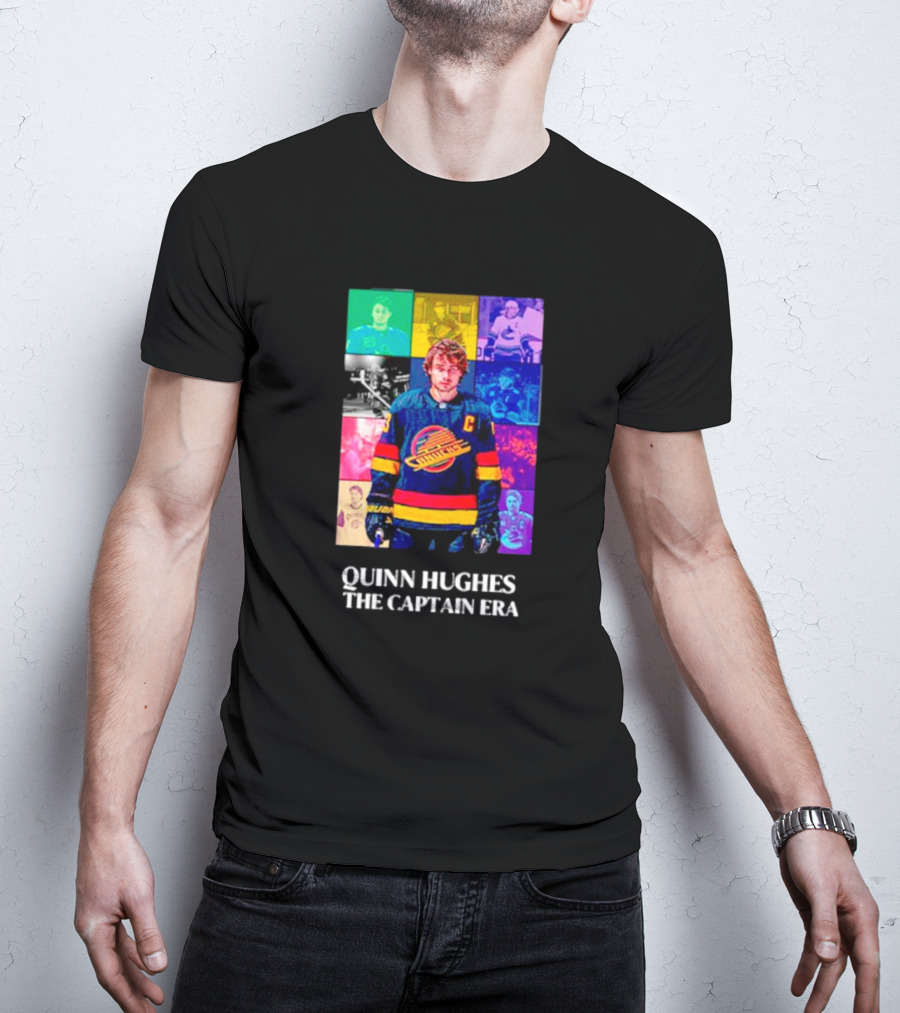 Quinn Hughes The Captain Era Multicolor Vancouver Hockey Legend T-Shirt