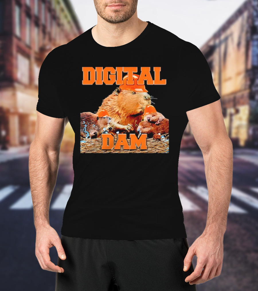 DIGITAL DAM BEAVER WITH HARD HATS T-Shirt