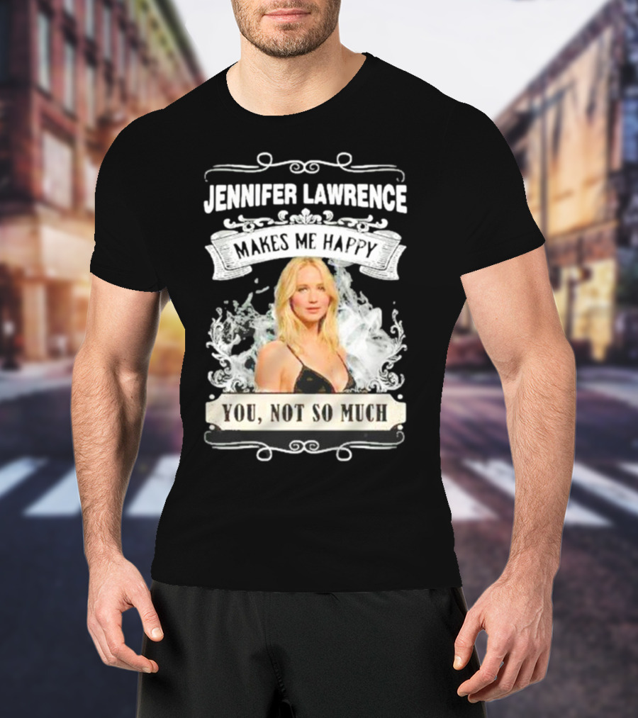 Jennifer Lawrence Makes Me Happy You Not So Much Cloud Motif T-Shirt
