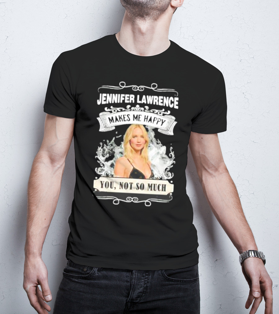 Jennifer Lawrence Makes Me Happy You Not So Much Cloud Motif T-Shirt