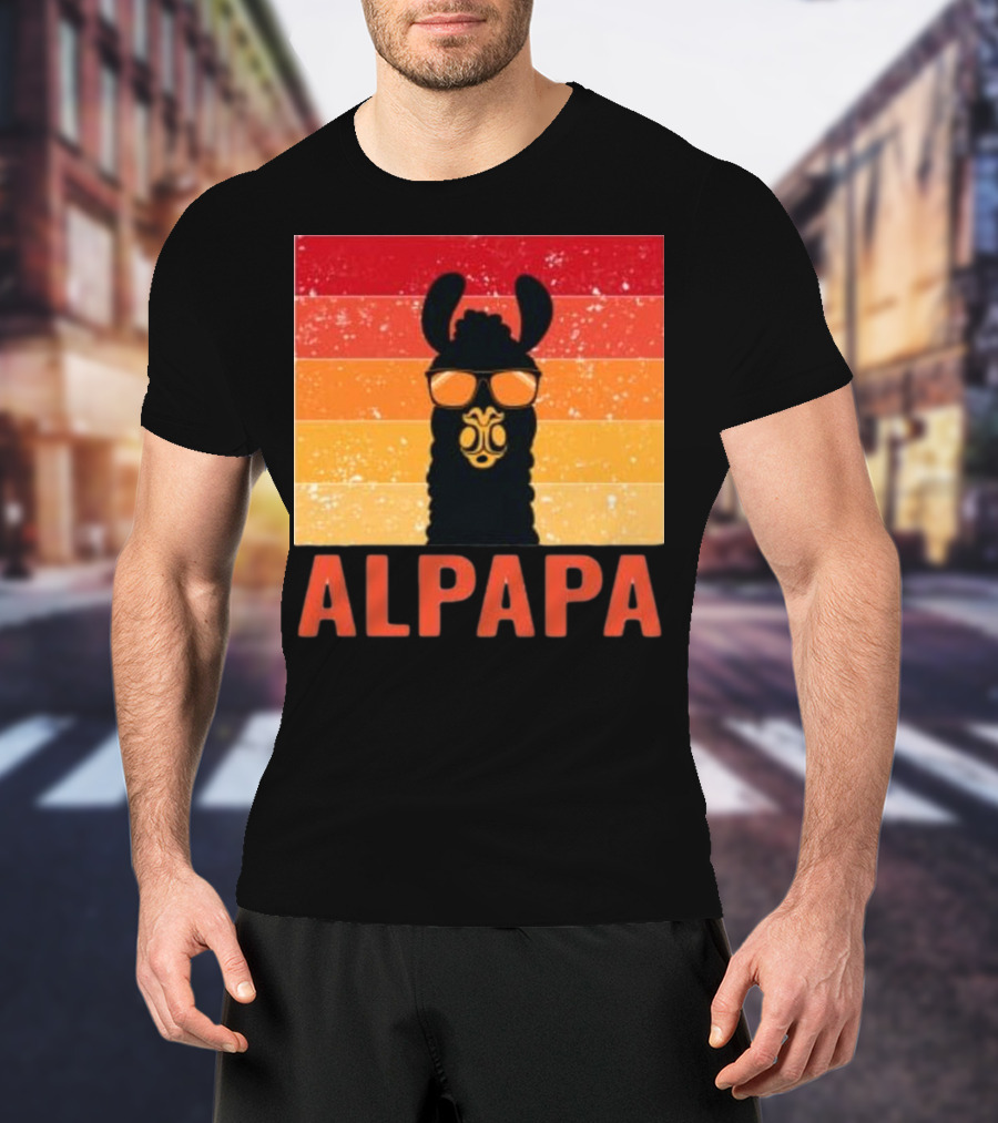 Alpapa Llamafathers Day Vintage Groovy T-Shirt