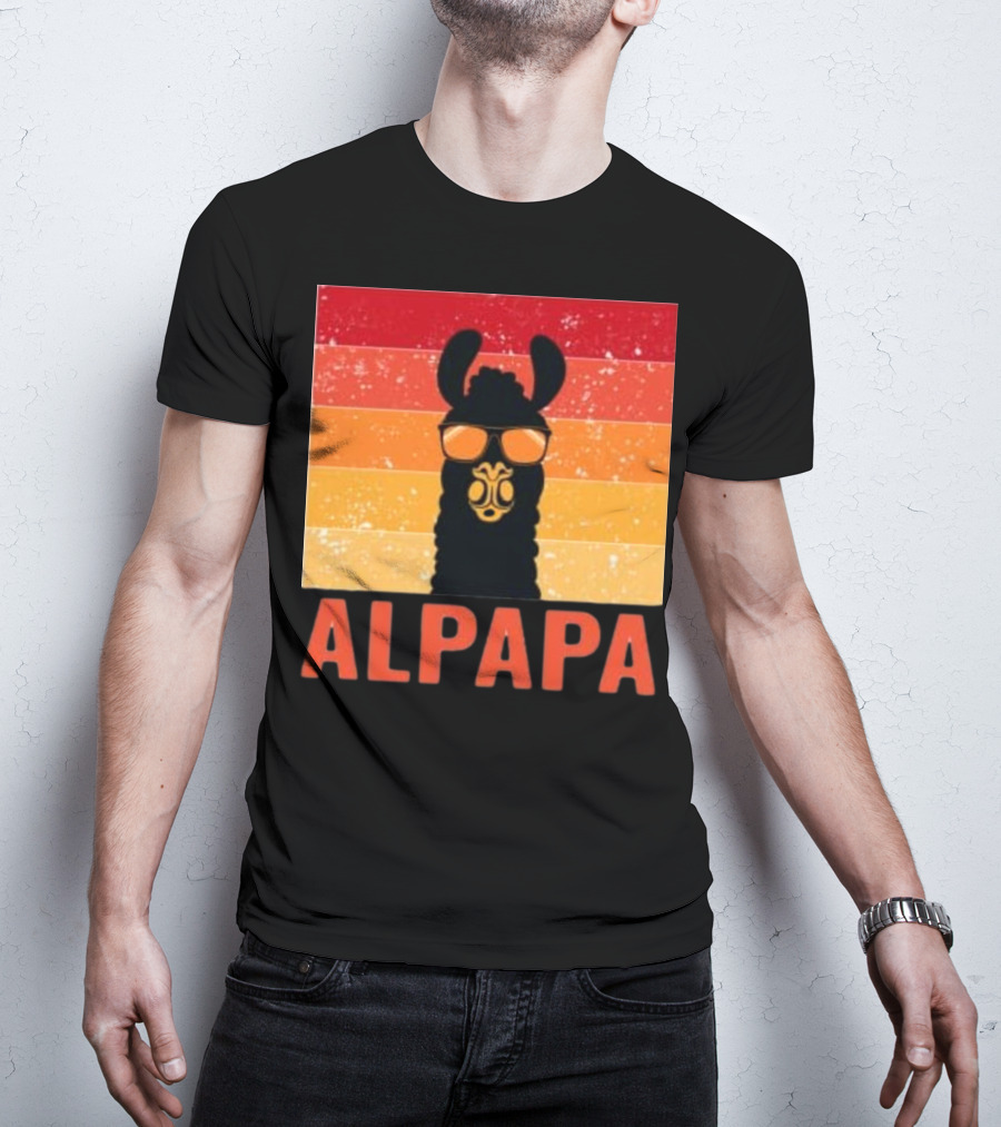 Alpapa Llamafathers Day Vintage Groovy T-Shirt