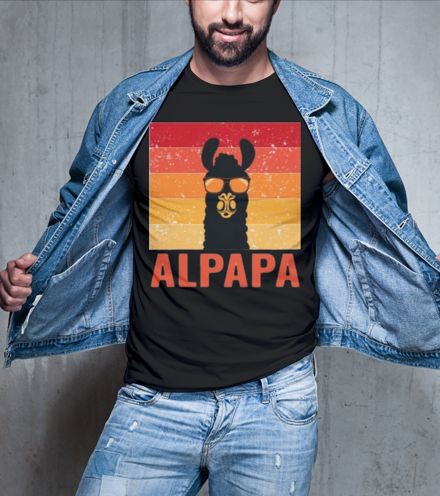 Alpapa Llamafathers Day Vintage Groovy T-Shirt