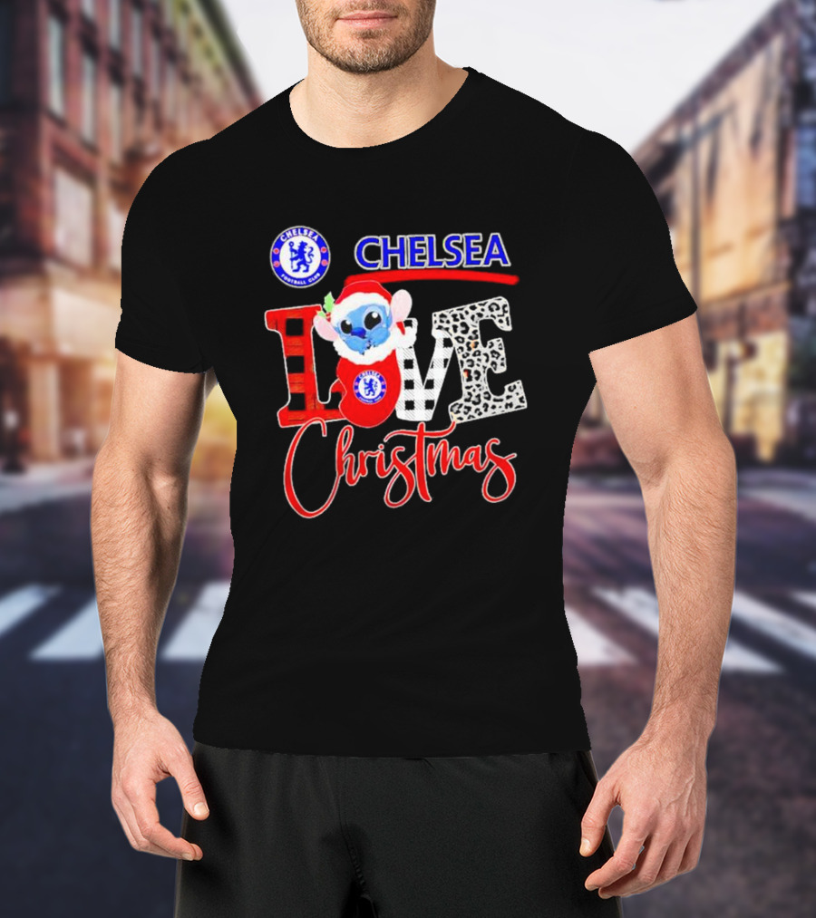 Chelsea Football Club Stitch Love Christmas T-Shirt