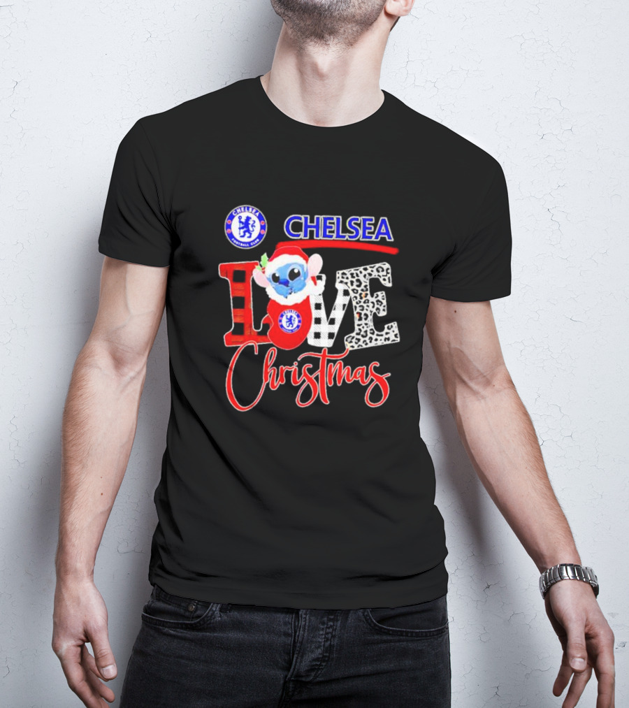Chelsea Football Club Stitch Love Christmas T-Shirt
