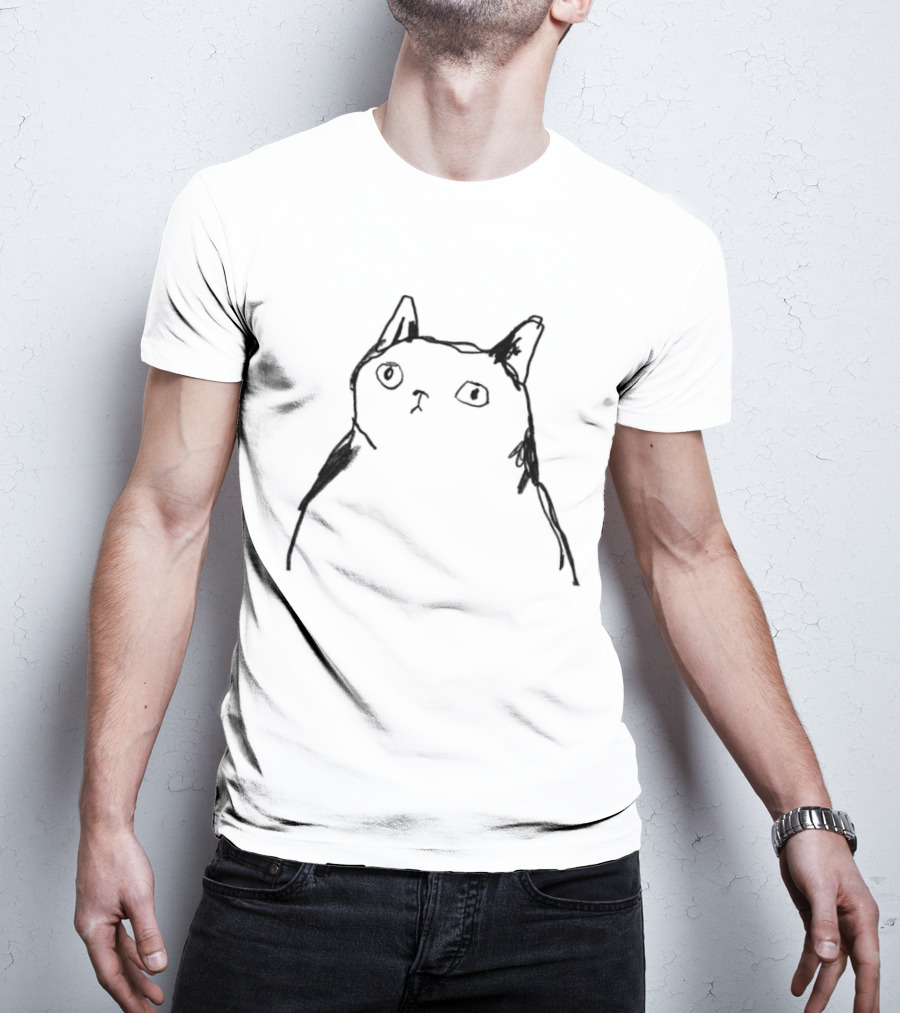 Harriet Lowther Cat I Like Tuna Sketch Drawing Of A Cat With Intrigued Expression T-Shirt