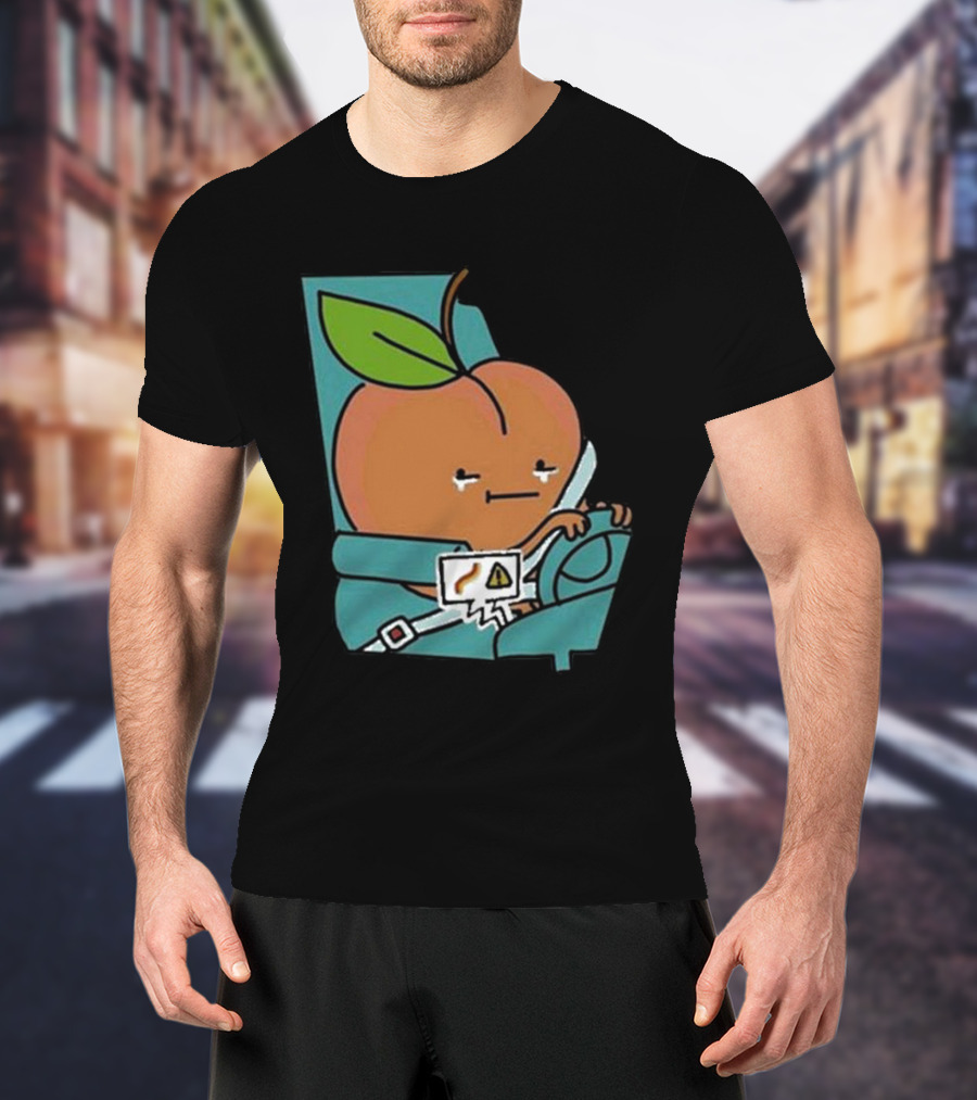 Peach Driving With Tears Fastened In Seatbelt Warning Signal T-Shirt