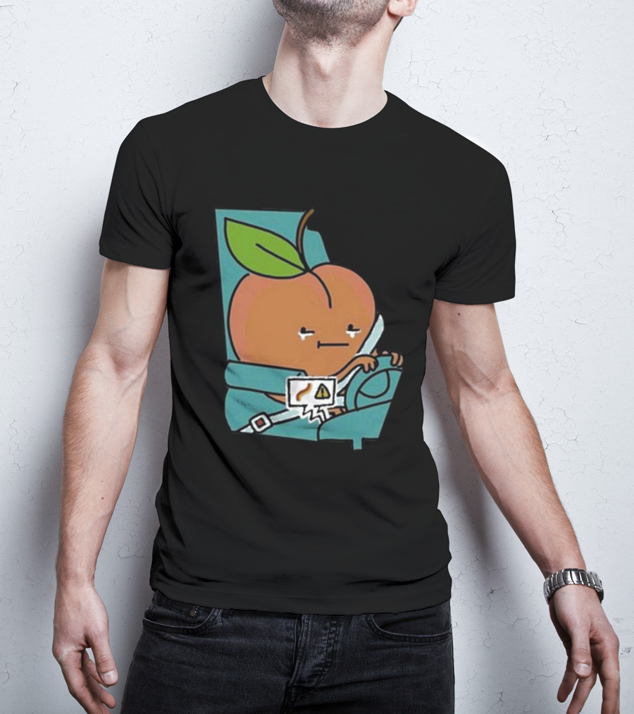 Peach Driving With Tears Fastened In Seatbelt Warning Signal T-Shirt