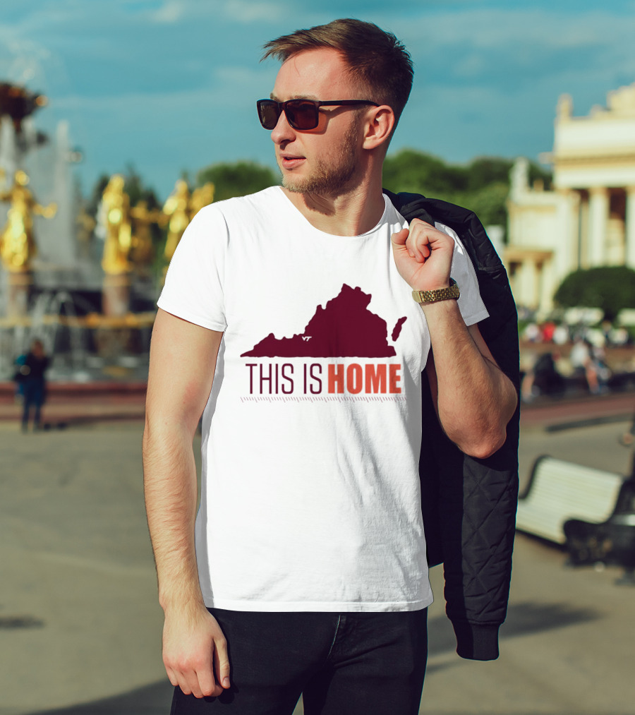 Virginia Tech Football This Is Home Virginia Map T-Shirt