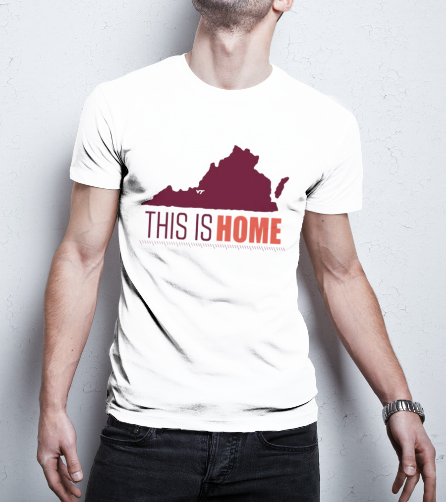 Virginia Tech Football This Is Home Virginia Map T-Shirt