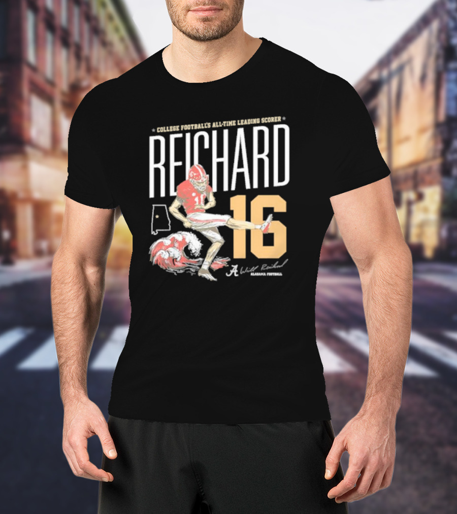 College Football's All-Time Leading Scorer Reichard 16 Alabama Football T-Shirt