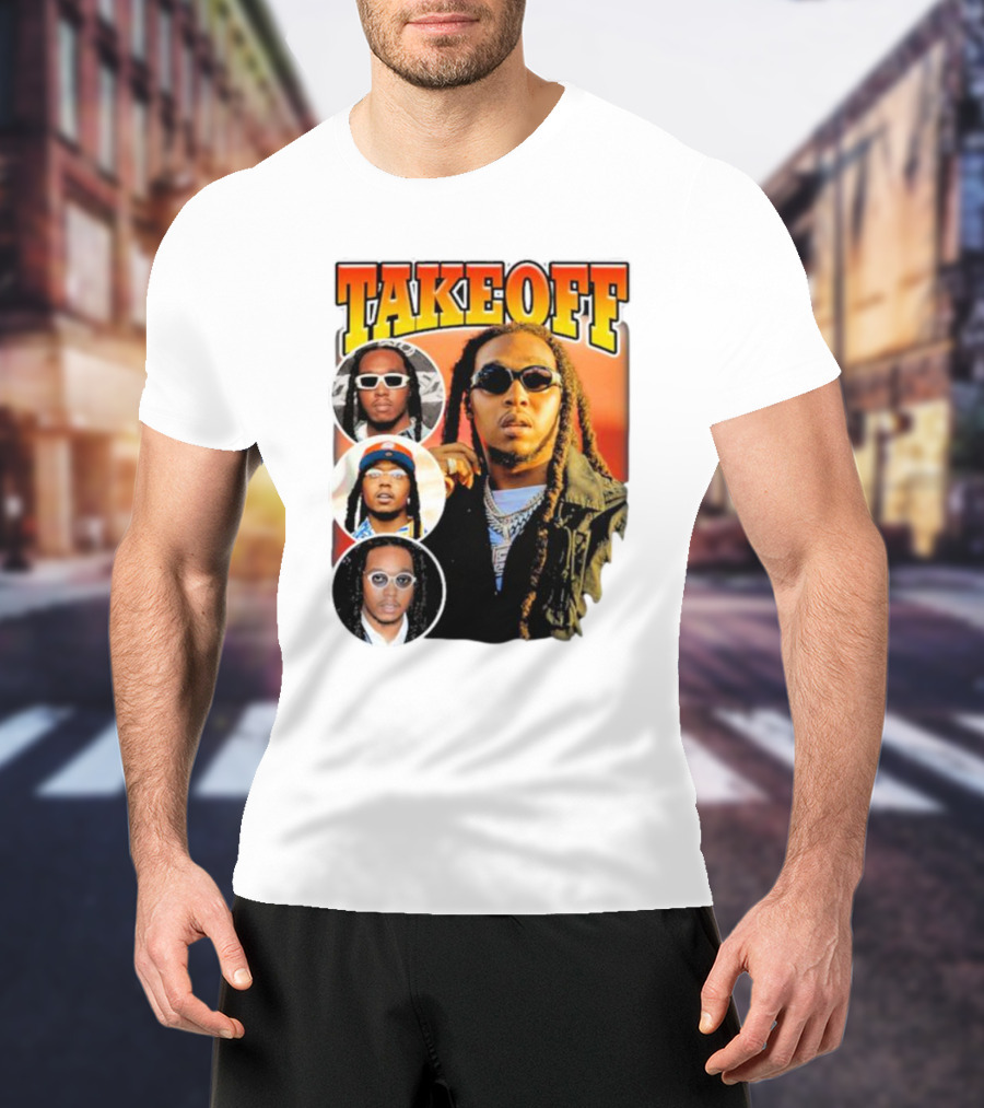 Quavo Migos Takeoff Rapper Tribute Circular Portraits T-Shirt