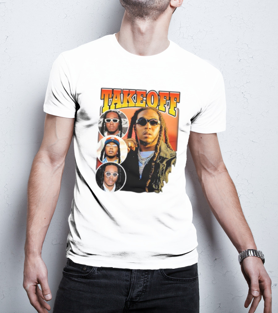 Quavo Migos Takeoff Rapper Tribute Circular Portraits T-Shirt