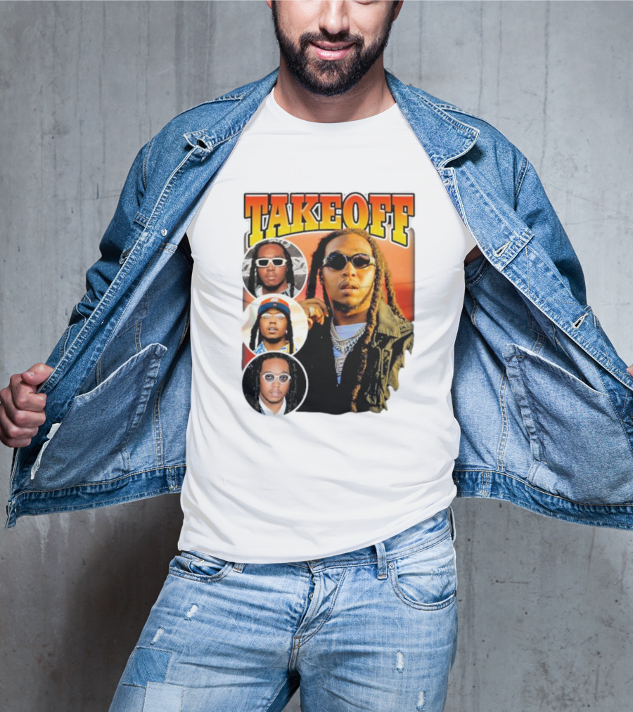 Quavo Migos Takeoff Rapper Tribute Circular Portraits T-Shirt