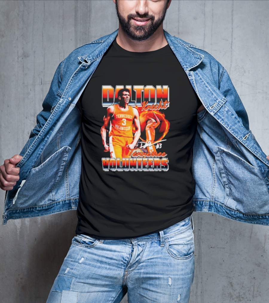 Dalton Knecht Tennessee Volunteers #3 Signature T-Shirt