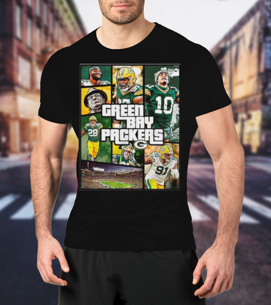 Green Bay Packers Players Collage Grand Theft Auto T-Shirt