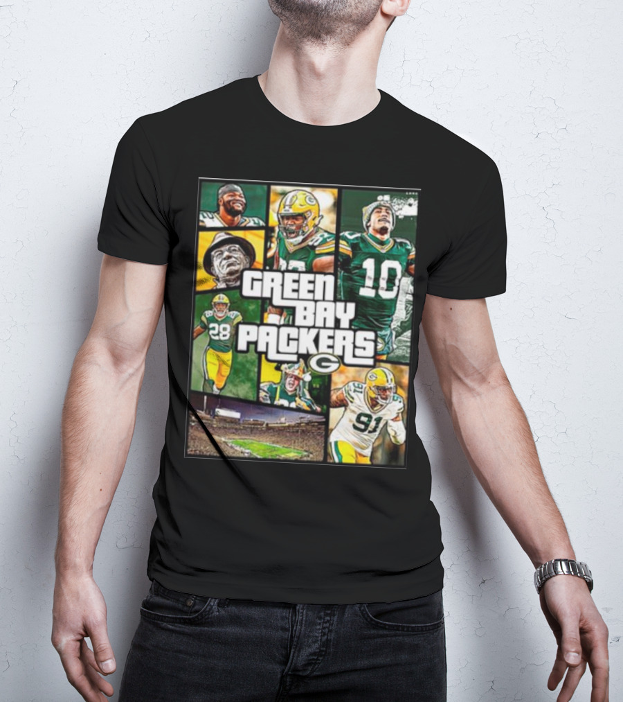Green Bay Packers Players Collage Grand Theft Auto T-Shirt