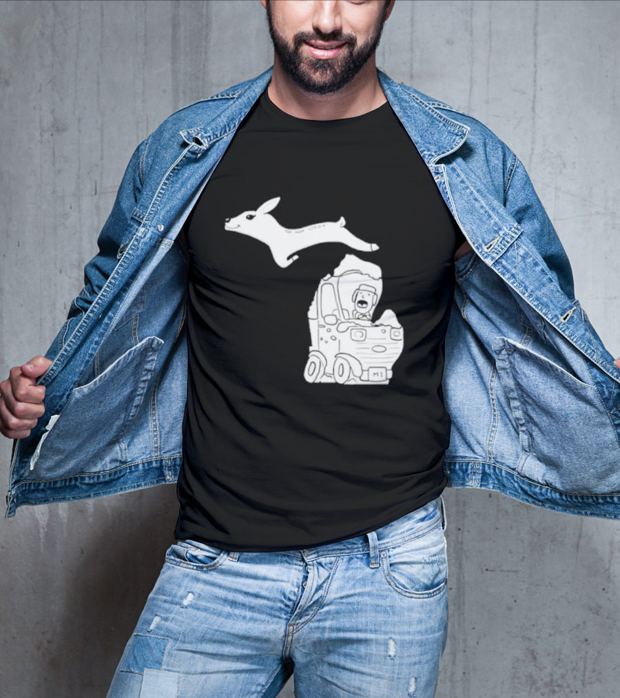 Michigan M1 Deer Leap Over Car T-Shirt