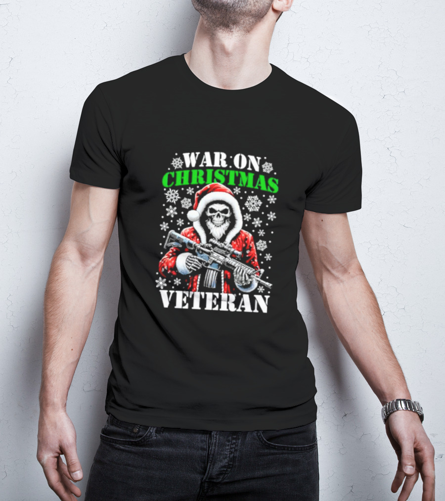 War On Christmas Skeleton Santa Veteran T-Shirt