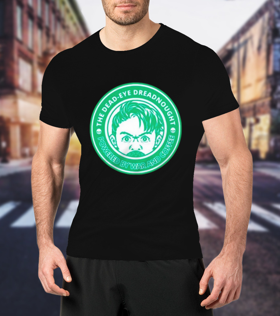 The Dead-Eye Dreadnought Powered By War And Coffee Iconic Emblem T-Shirt