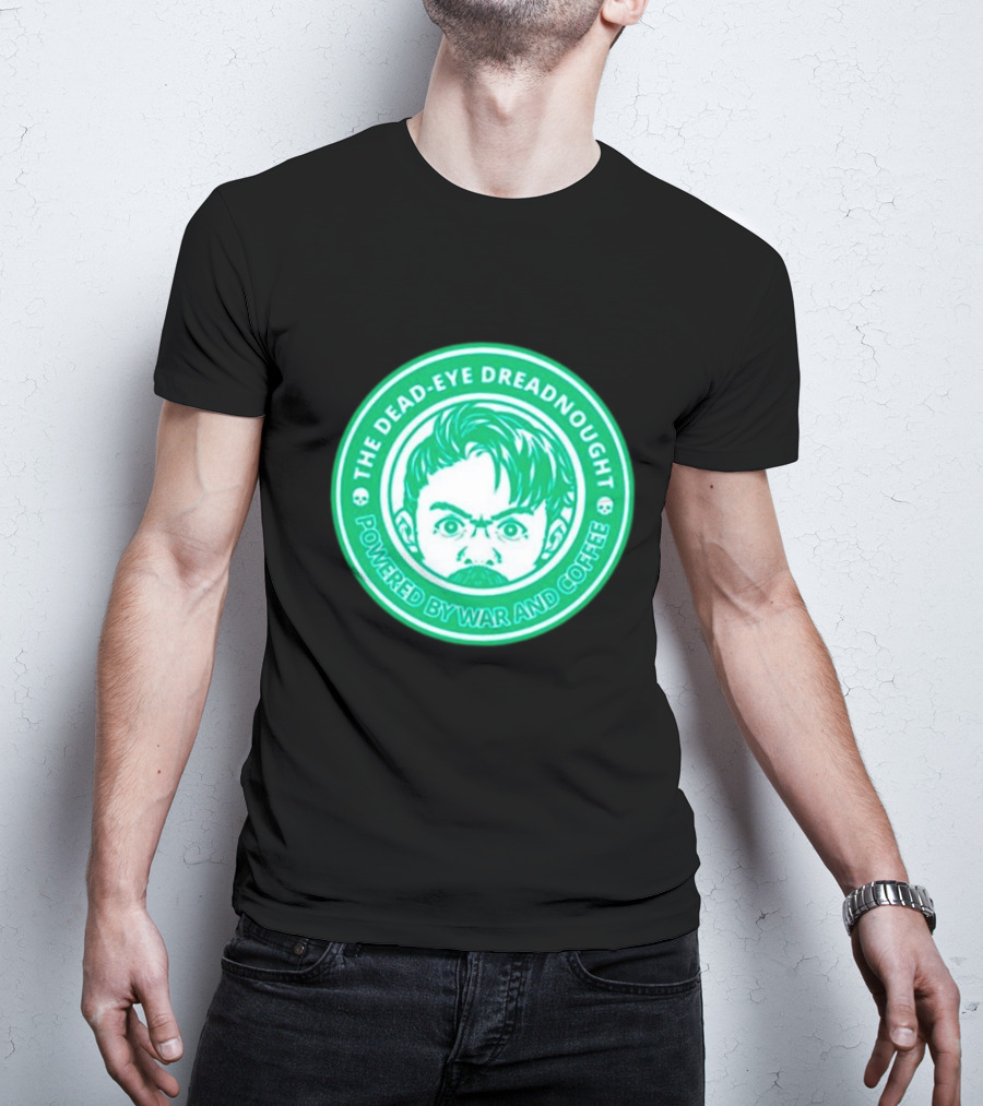 The Dead-Eye Dreadnought Powered By War And Coffee Iconic Emblem T-Shirt