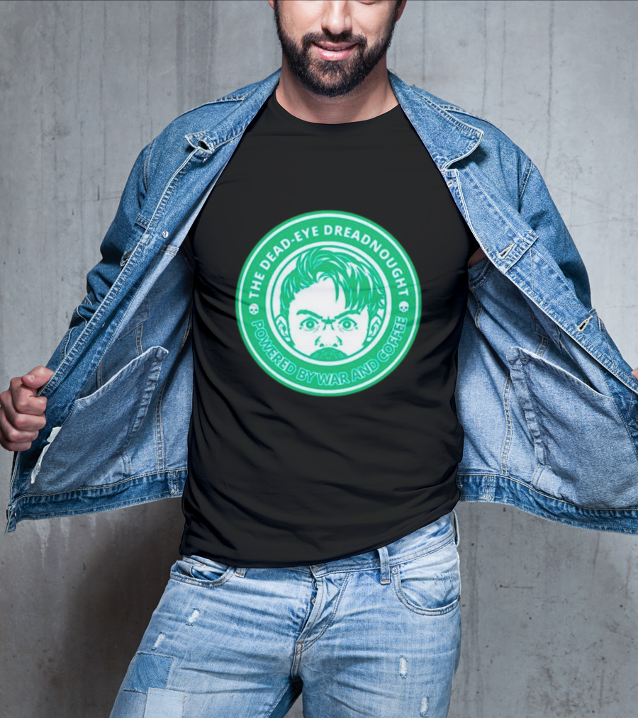 The Dead-Eye Dreadnought Powered By War And Coffee Iconic Emblem T-Shirt
