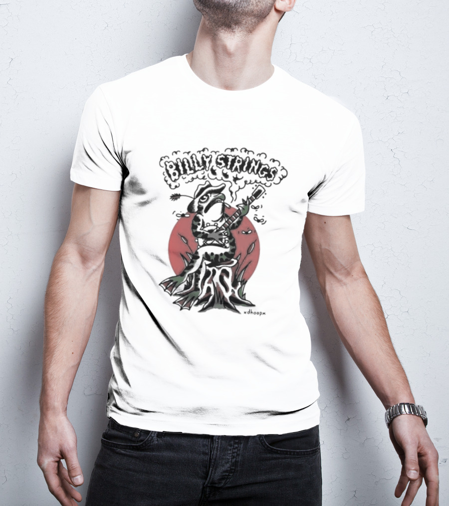 Billy Strings Frog With Guitar And Red Background By V.dhoopn T-Shirt