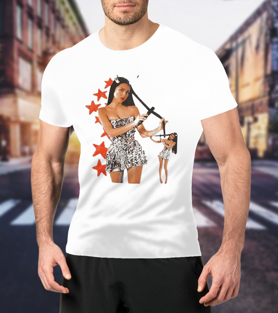 Olivia Rodrigo Black And White Star Dress With Red Stars Motif T-Shirt