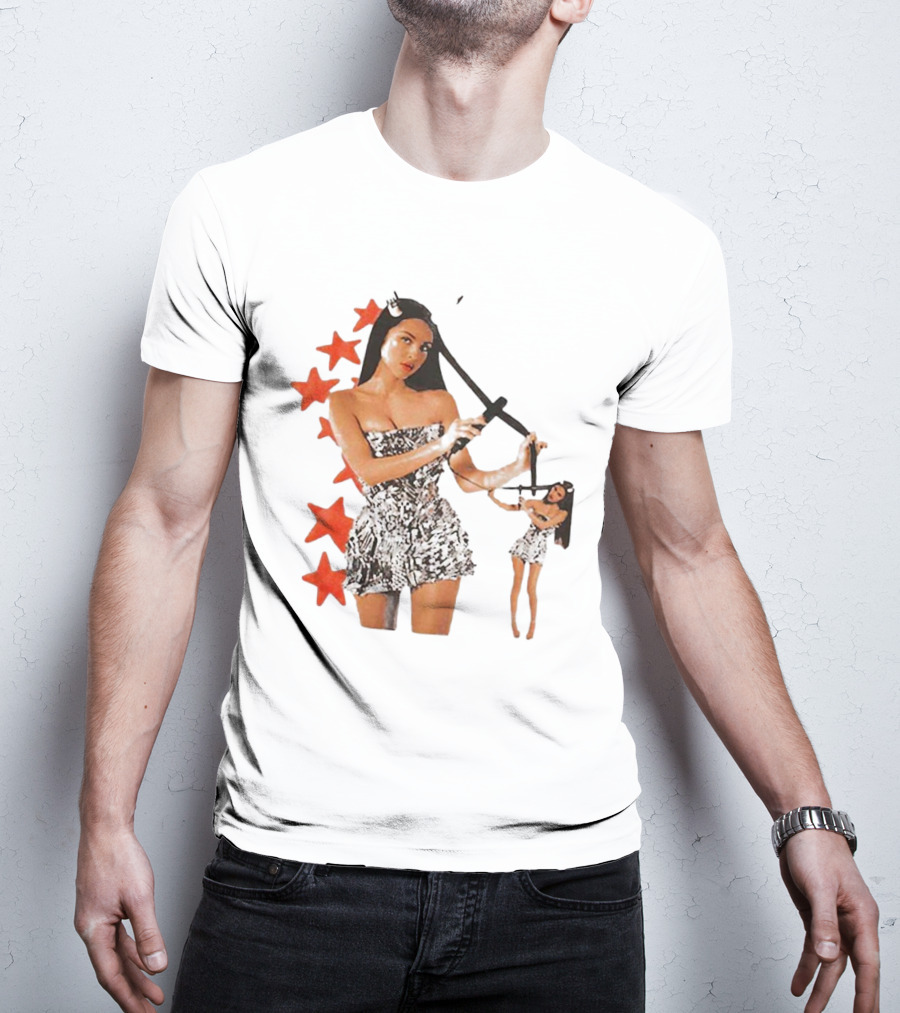 Olivia Rodrigo Black And White Star Dress With Red Stars Motif T-Shirt