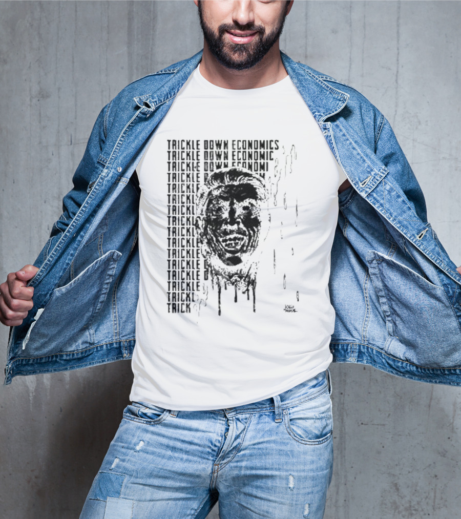Punkwithacamera Trickle Down Economics Repeated Typography Dripping Face T-Shirt