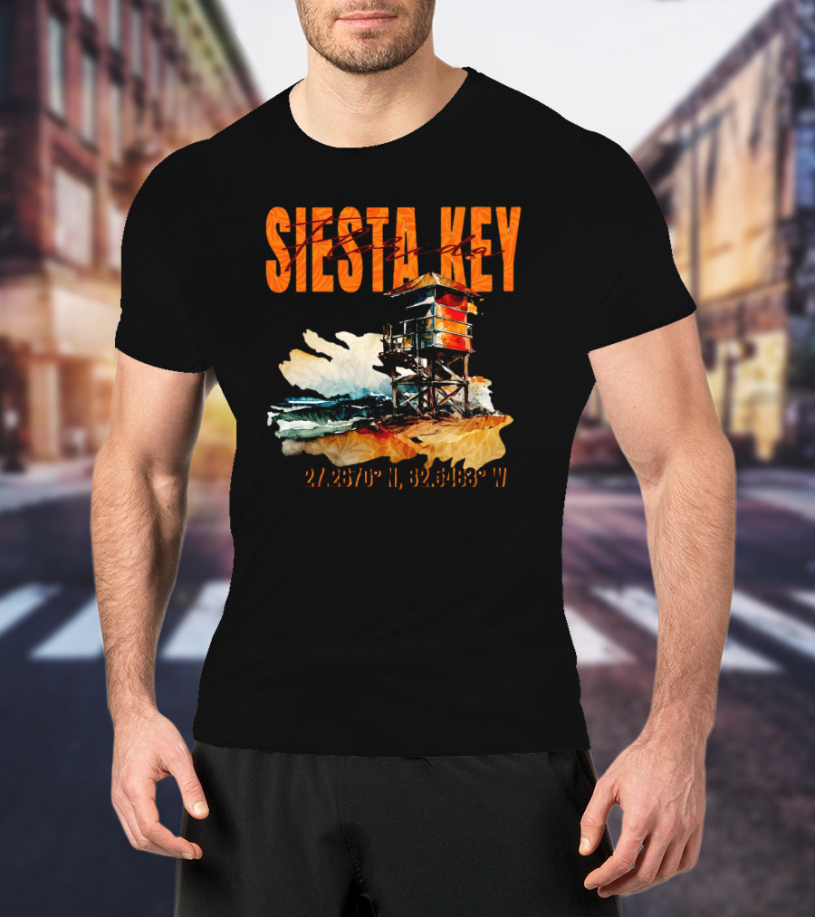 Siesta Key Florida Lifeguard Stand 27.2670° N, 82.5463° W T-Shirt
