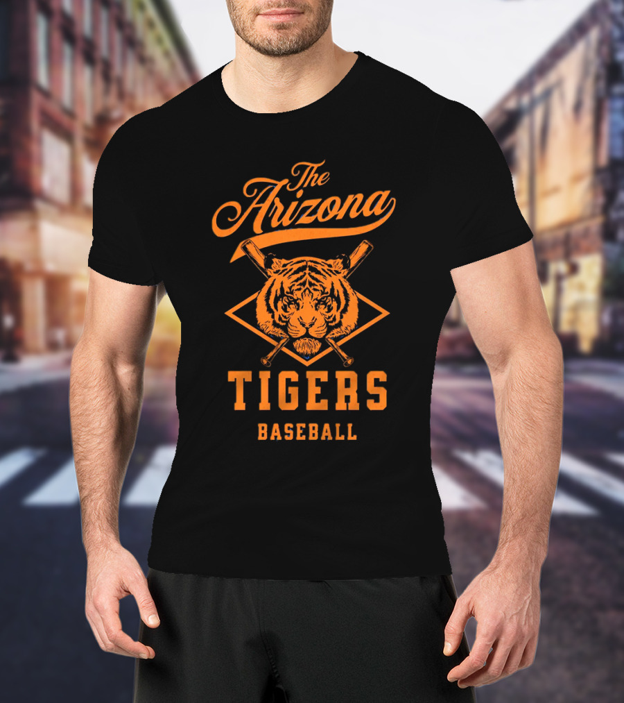 The Arizona Tigers Baseball Team Logo With Crossed Bats And Tiger Head T-Shirt