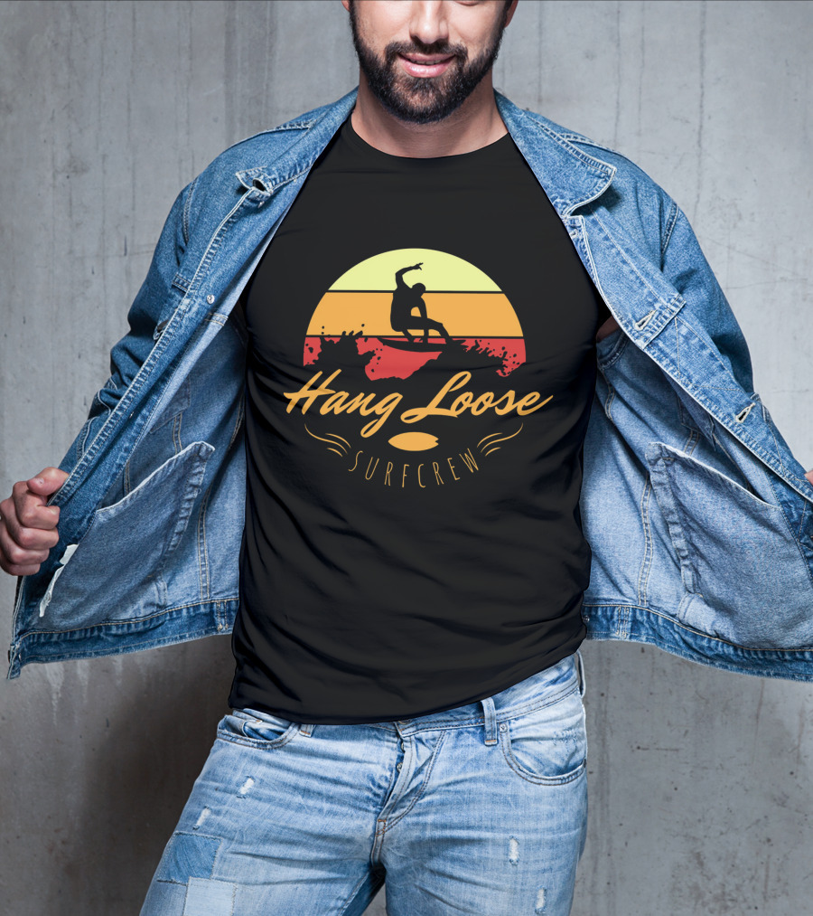 Hang Loose Surfcrew Sunset Surfing T-Shirt
