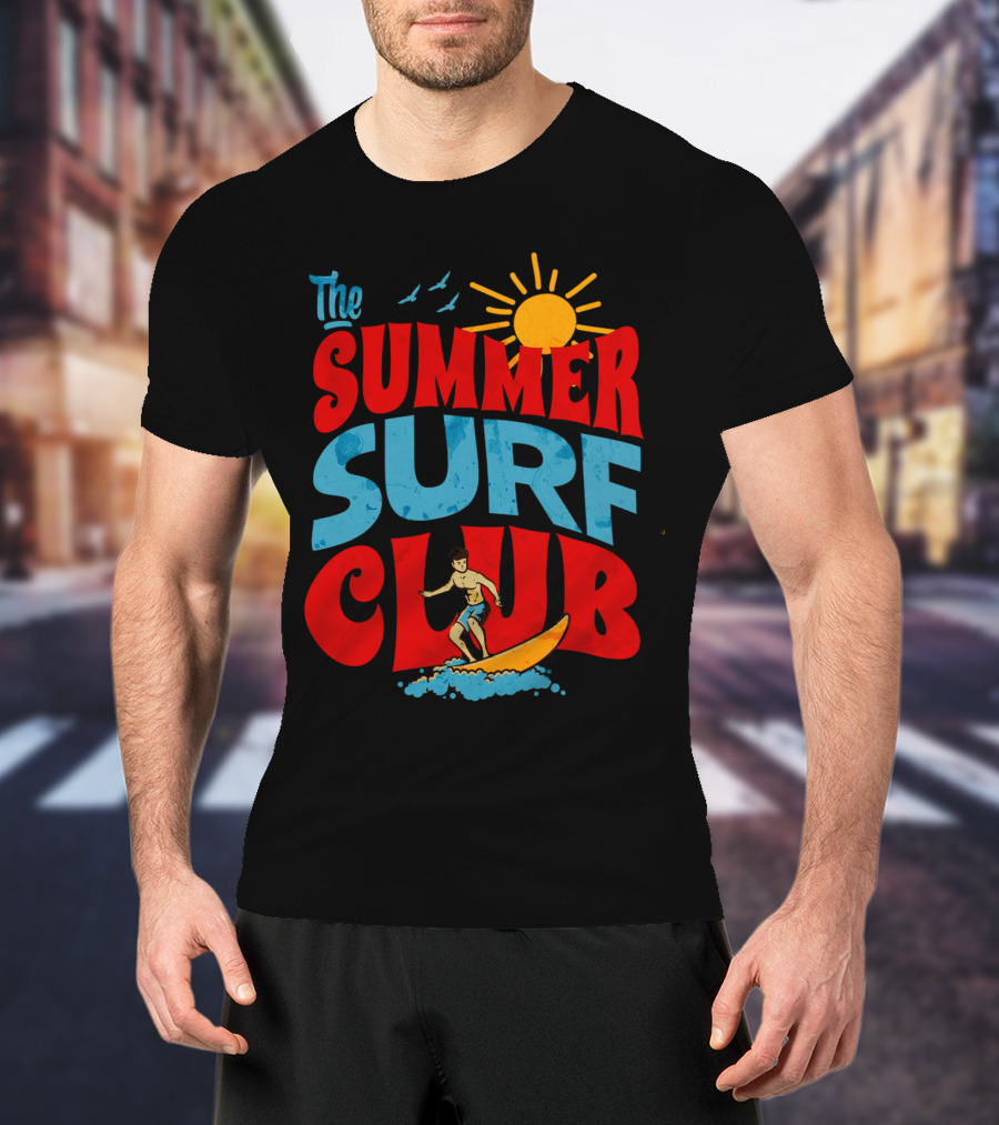 The Summer Surf Club Sun Surfing Retro Typography T-Shirt