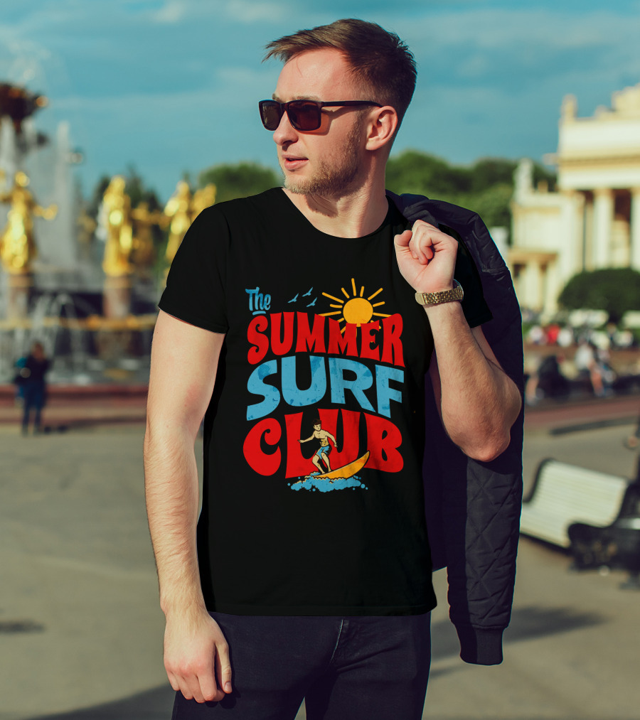 The Summer Surf Club Sun Surfing Retro Typography T-Shirt