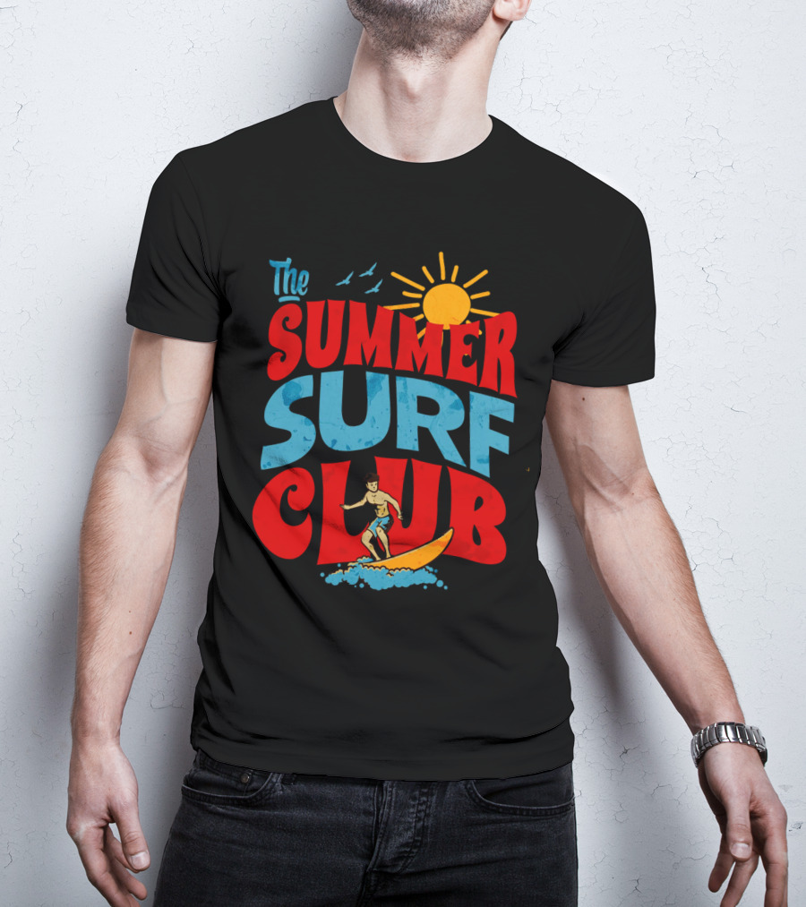 The Summer Surf Club Sun Surfing Retro Typography T-Shirt