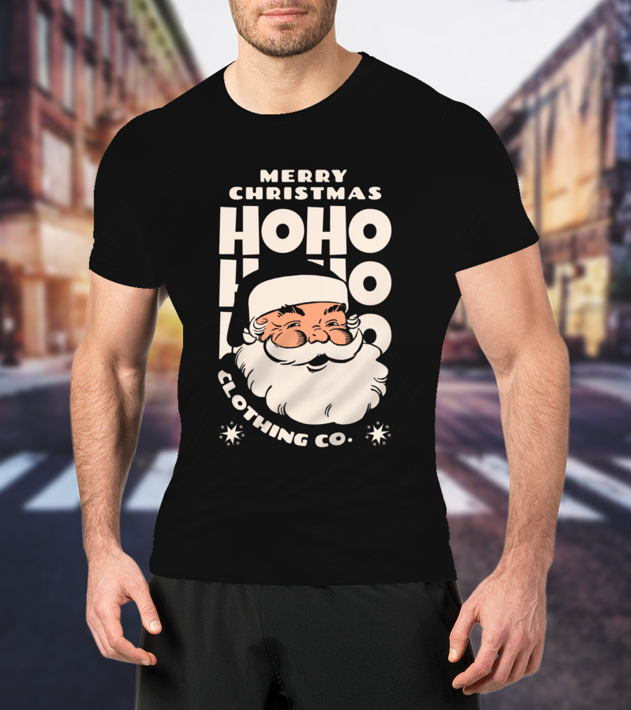 Merry Christmas Ho Ho Ho Santa Claus Clothing Co T-Shirt