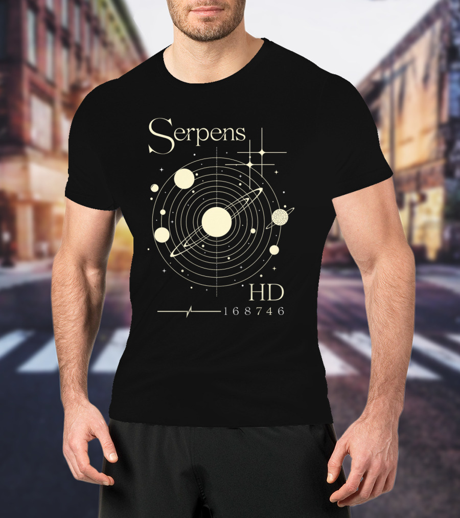 Serpens HD 168746 Celestial Diagram With Planetary System Rings And Stars T-Shirt