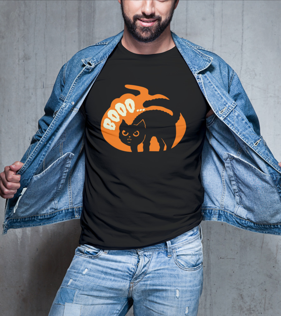 BOO Scary Cat Halloween Pumpkin T-Shirt