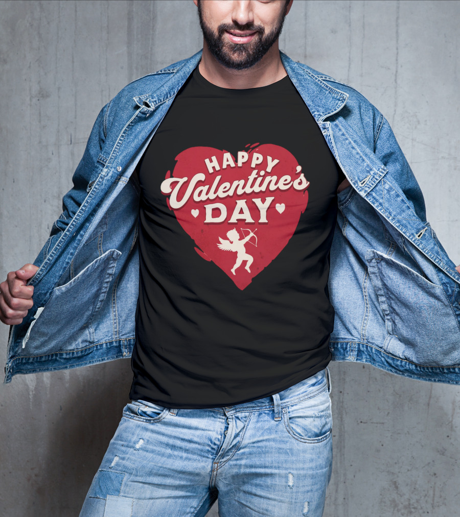 Happy Valentine's Day Cupid Heart With Arrow T-Shirt