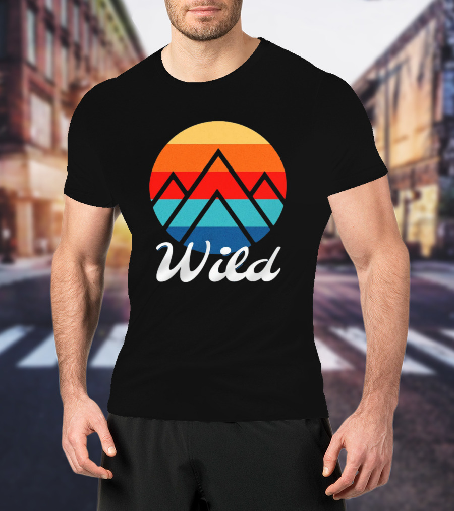 Wild Minimalistic Mountains Retro Circle Stripes T-Shirt