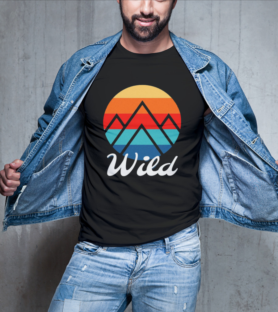Wild Minimalistic Mountains Retro Circle Stripes T-Shirt
