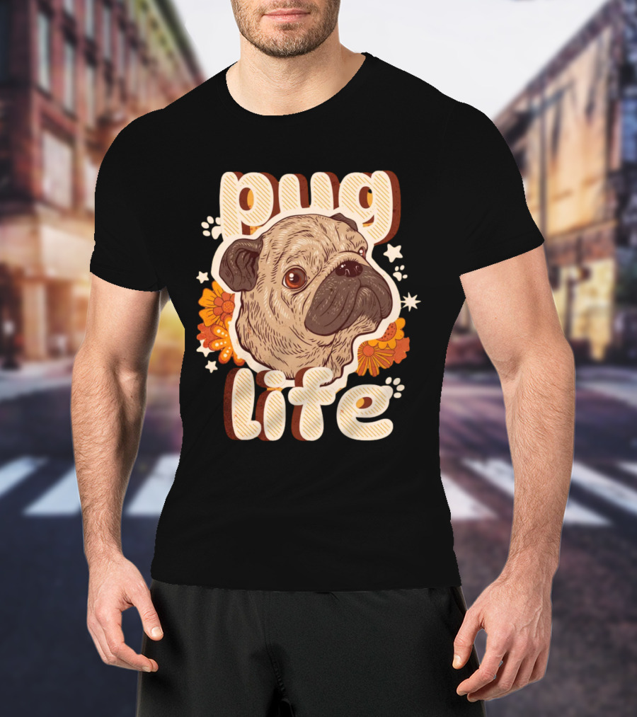 Pug Life Retro Floral T-Shirt