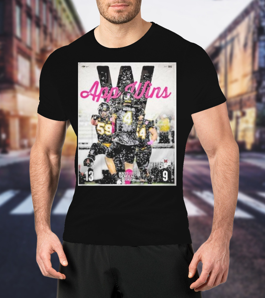 Appalachian State Mountaineers Football App Wins 13 9 Victory Celebration Football Players In Action T-Shirt