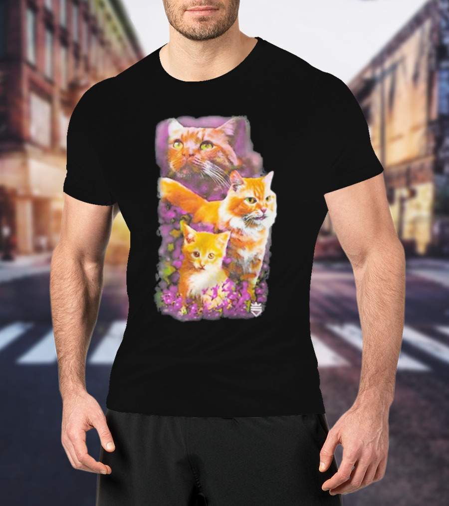 Opticgaming Scump Cat Trio Among Blossoms T-Shirt