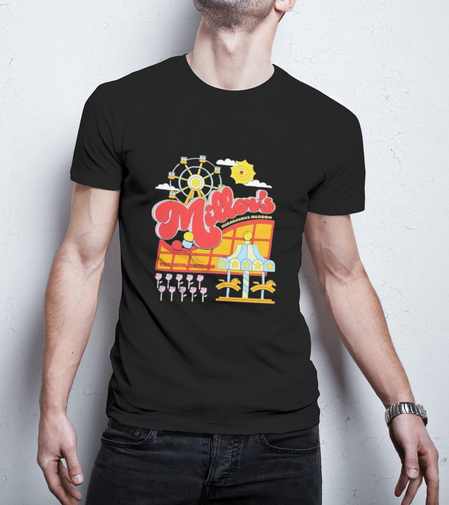 Miller's Miraculous Meadow Toronto Ontario Ferris Wheel Carousel Sun And Clouds T-Shirt