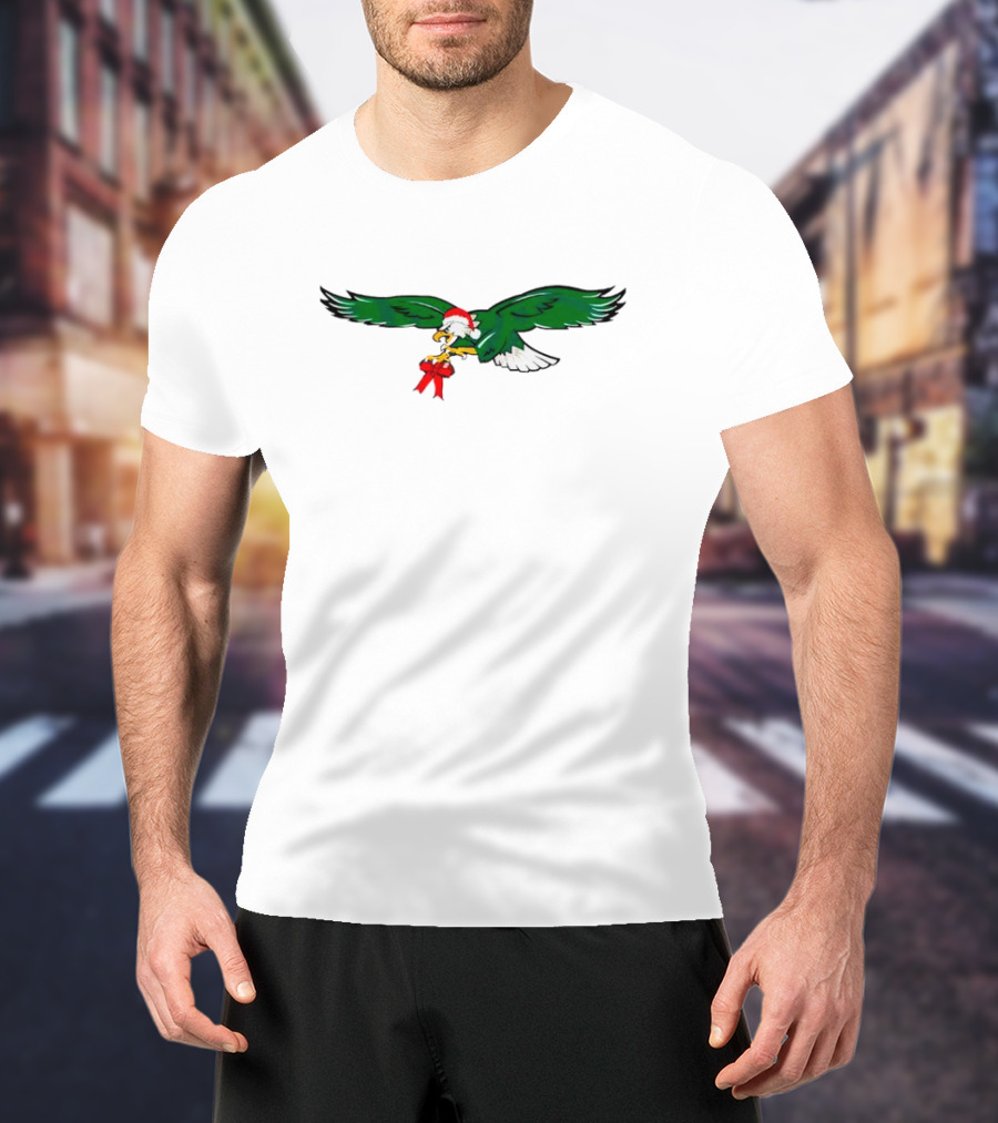 Philadelphia Eagles Christmas Santa Hat Football T-Shirt