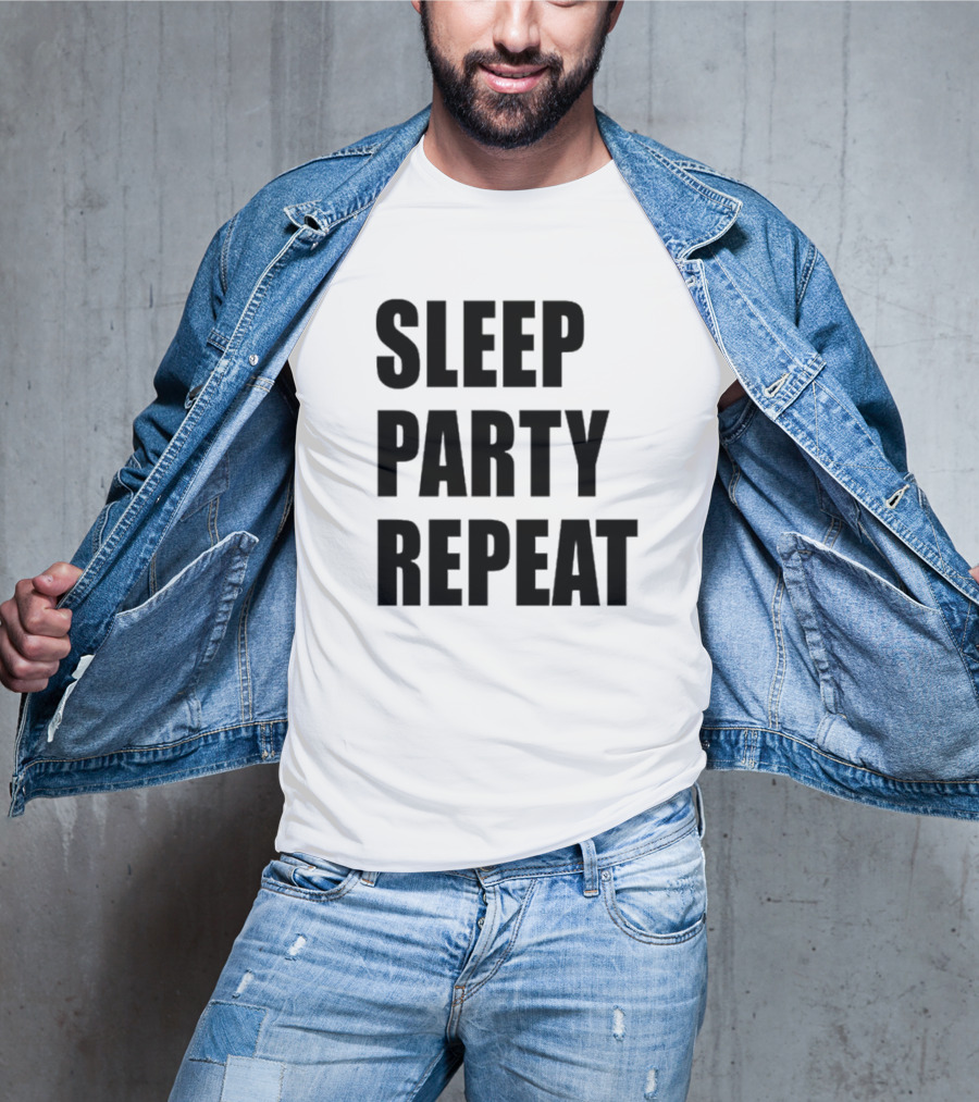 Sleep Party Repeat Slogan Black минималистичний дизайн T-Shirt