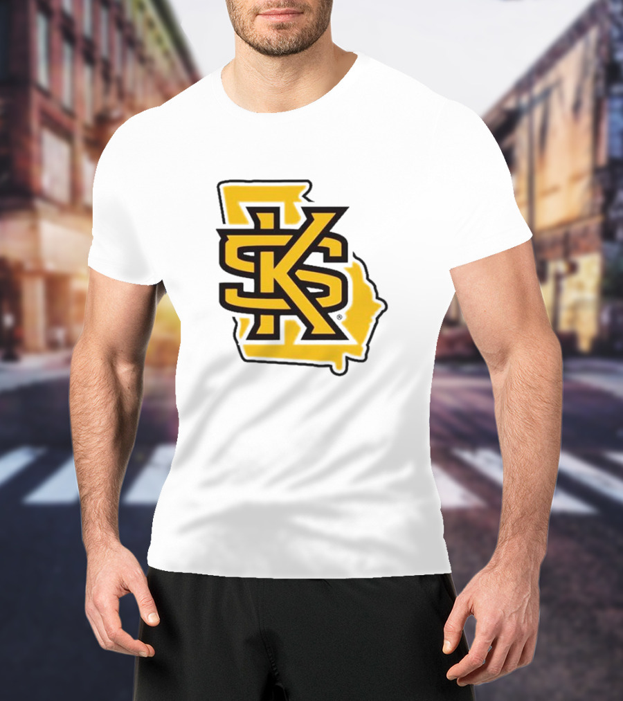 KSU Athletics Black And Gold Georgia Map T-Shirt